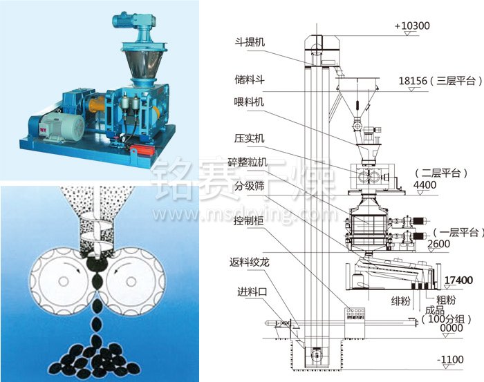 幹法輥壓造粒(lì)機結構示意圖 幹(gàn)法輥壓造粒機結構示(shì)意圖